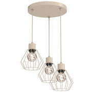 Lampada a sospensione Parkla 3 luci beige metallo E27