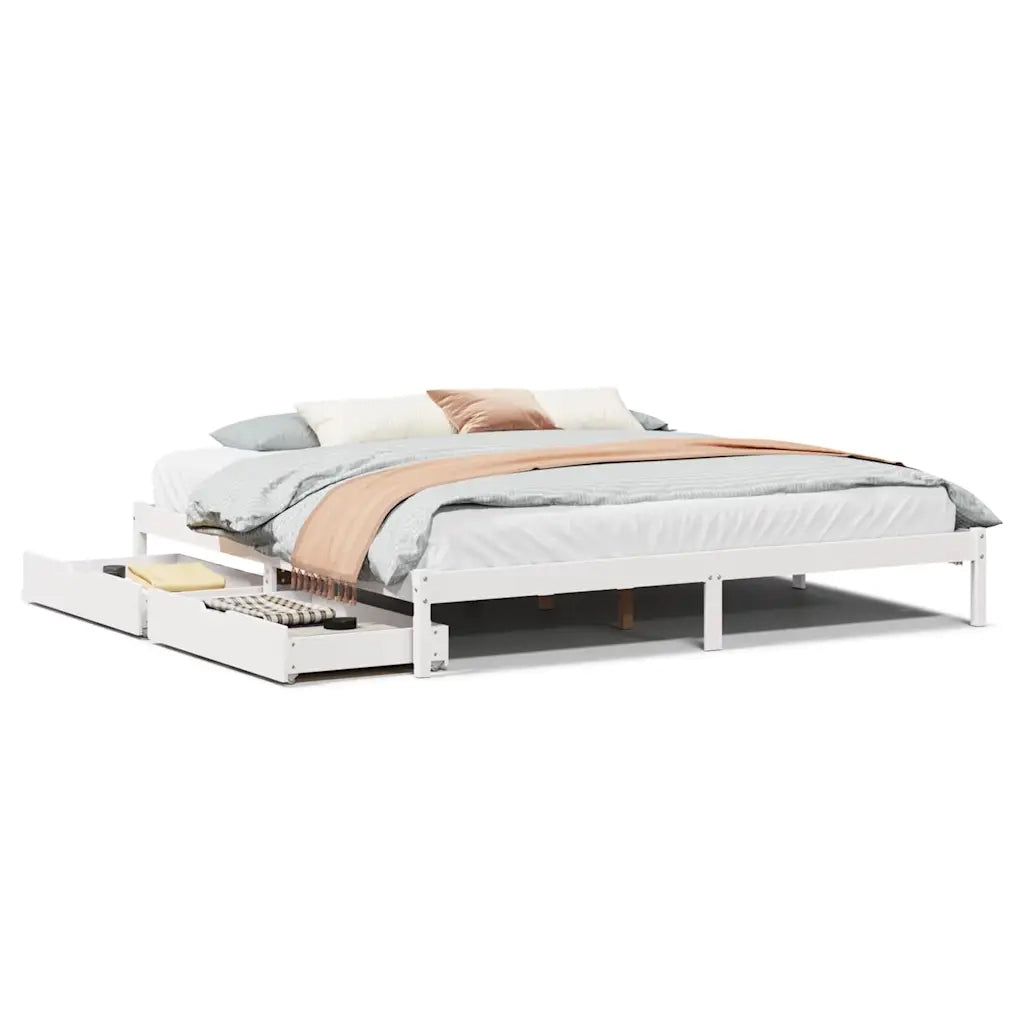 Letto senza Materasso-Struttura Letto Bianco 180x200 cm Legno Massello di Pino 162346