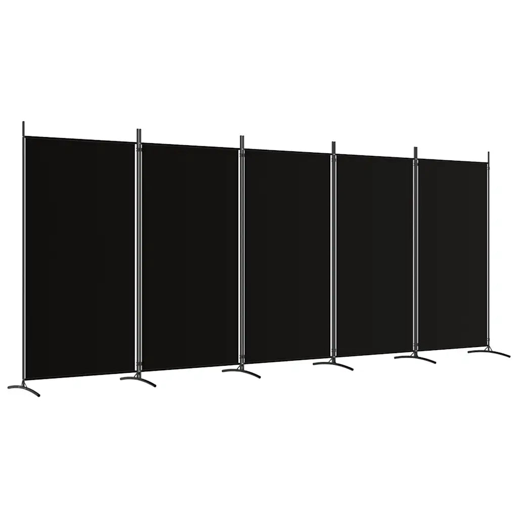 Divisorio Ambienti | Divider per stanze | Paravento a 5 Pannelli Nero 433x180 cm in Tessuto