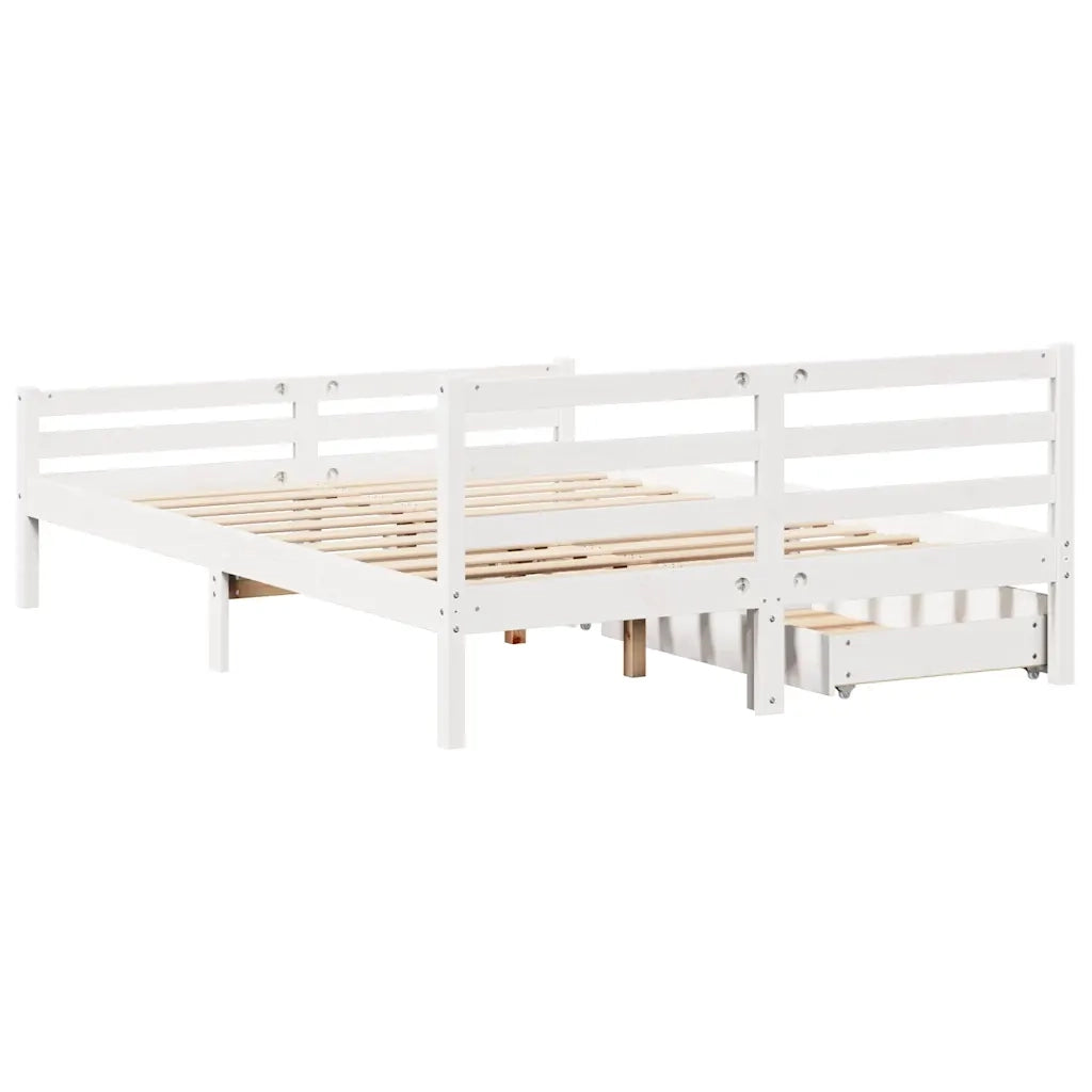 Letto senza Materasso-Struttura Letto Bianco 140x200 cm Legno Massello di Pino 546827