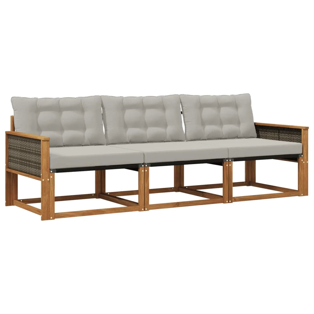 Set di divani da esterno 3 pz Naturale e Grigio Chiaro 3381211