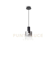 Sospensione vetro fumé specchiato sfumato + nero spazzolato  Hugo 1 luce attacco GU10 D.20CM