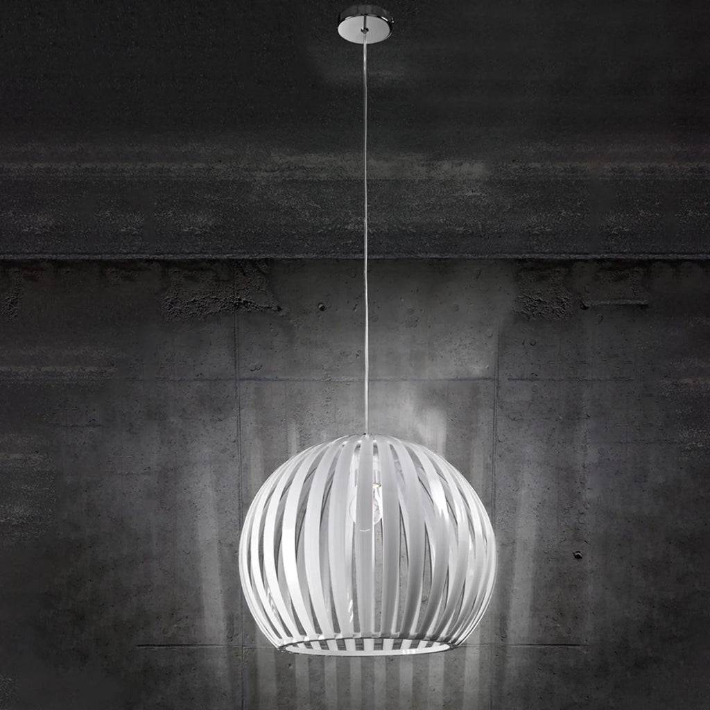 Sospensione Contemporanea Slice Metallo Cromo Acrilico Bianco 1 Luce E27 D40
