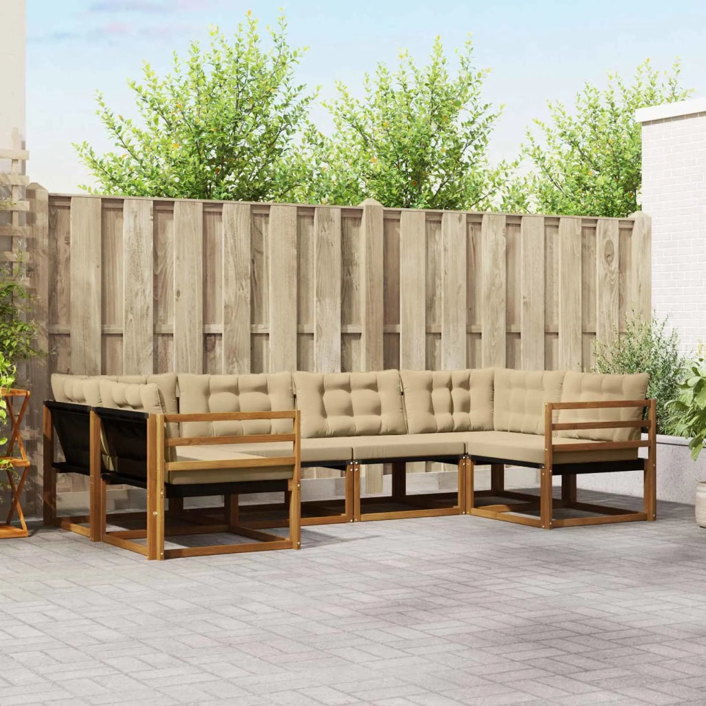 Set di divani da esterno con cuscino 6 pcs Naturale e Beige