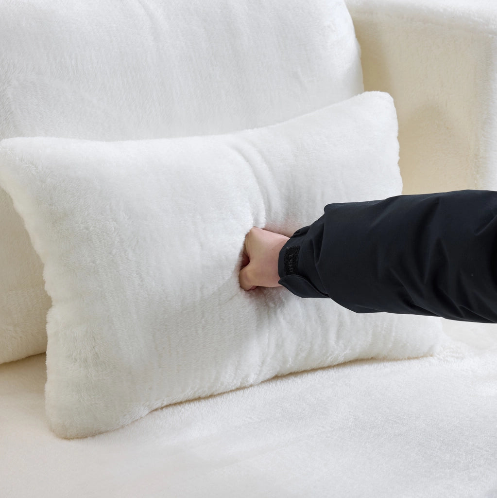 Divano modulare ULEVR pieghevole in bianco con cuscino quadrato, imbottitura in schiuma e molle