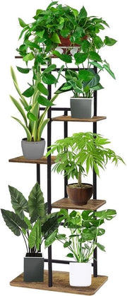 Stand per piante in legno e metallo con 5 livelli, 94 cm, angolo, per piante multiple