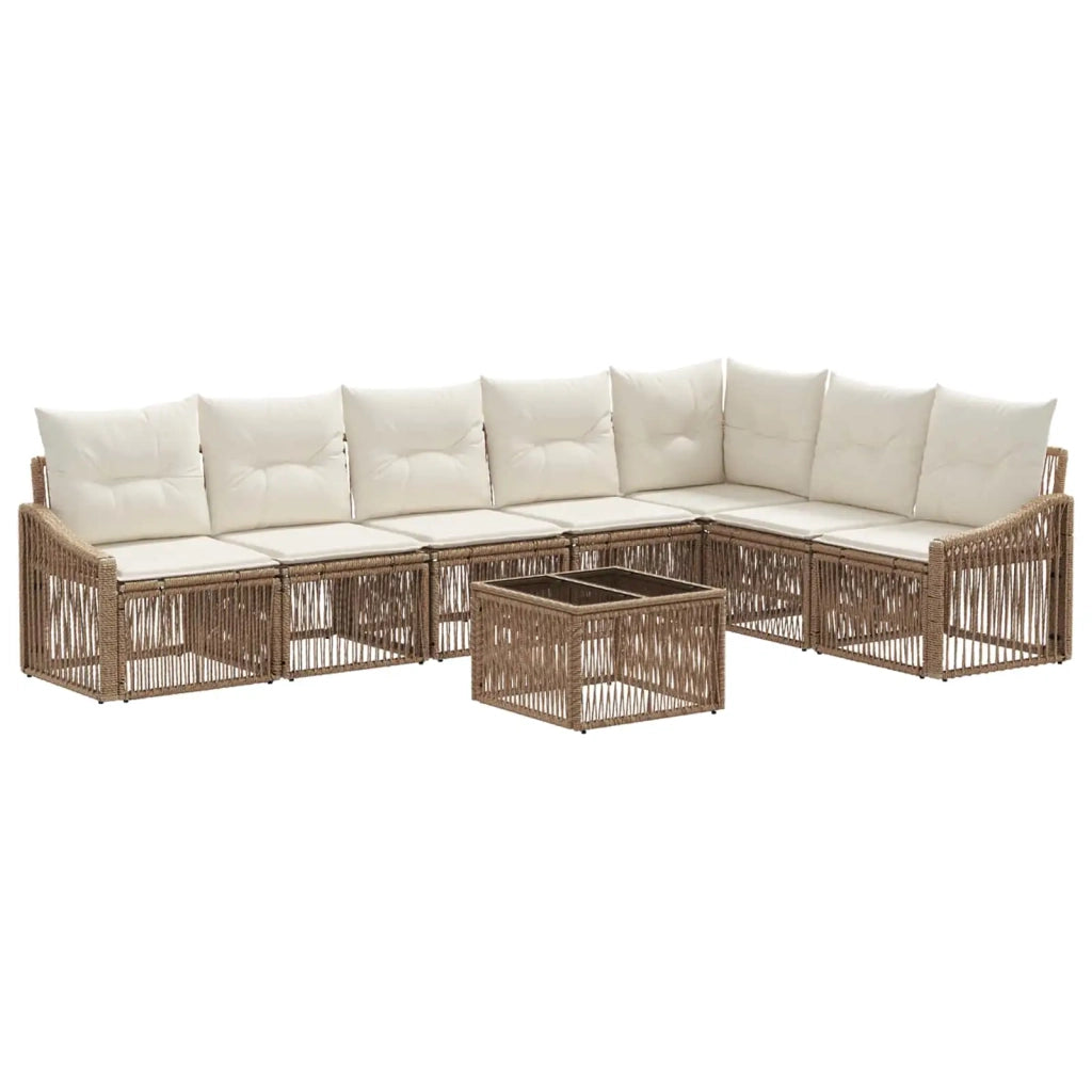 Set Divano da Giardino 8 pcs Beige polyrattan