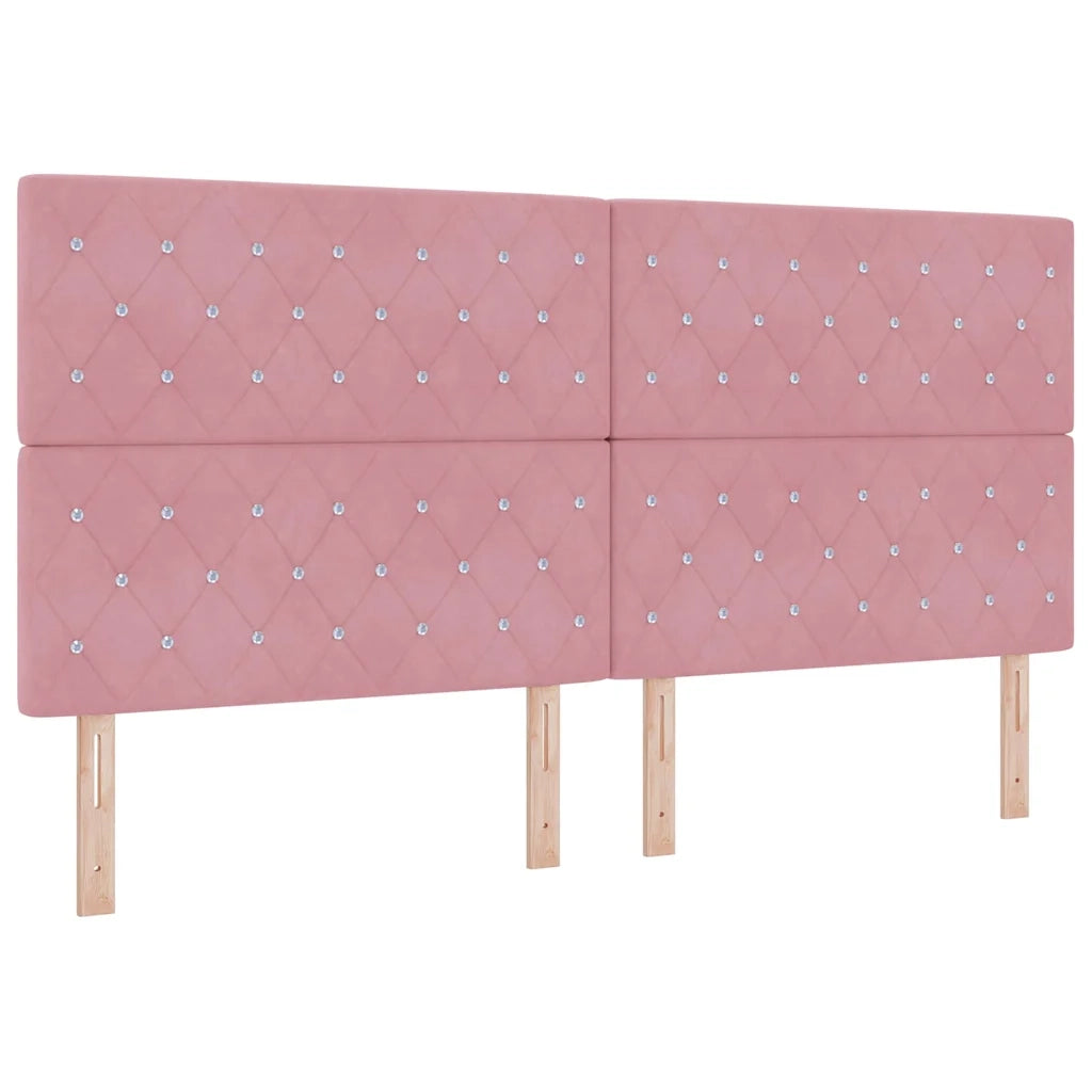 Letto a molle con materasso Rosa 200 x 200 cm Velluto 3341977