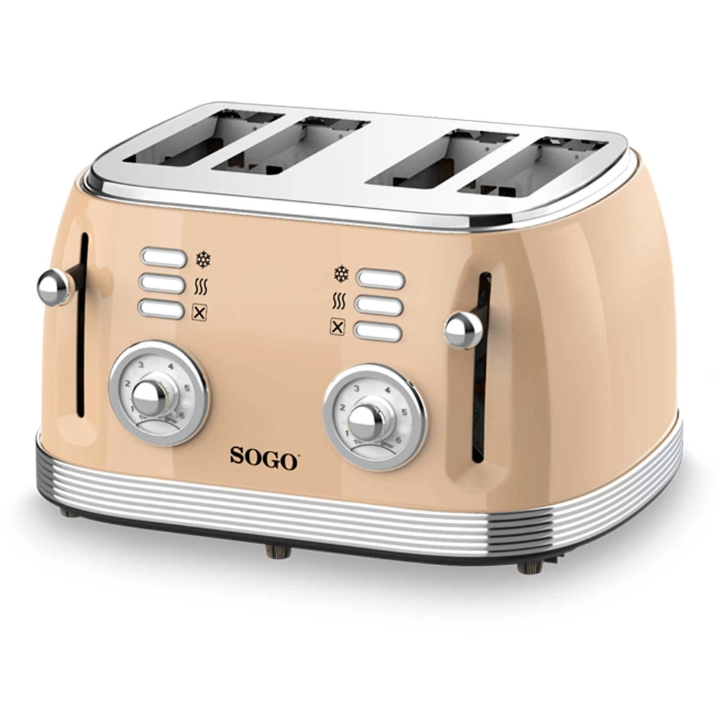 Tostapane 4 fette con controllo doppio indipendente, 6 livelli di tostatura e funzione scongelamento 1500W - Sogo