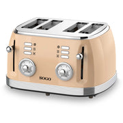 Tostapane 4 fette con controllo doppio indipendente, 6 livelli di tostatura e funzione scongelamento 1500W - Sogo