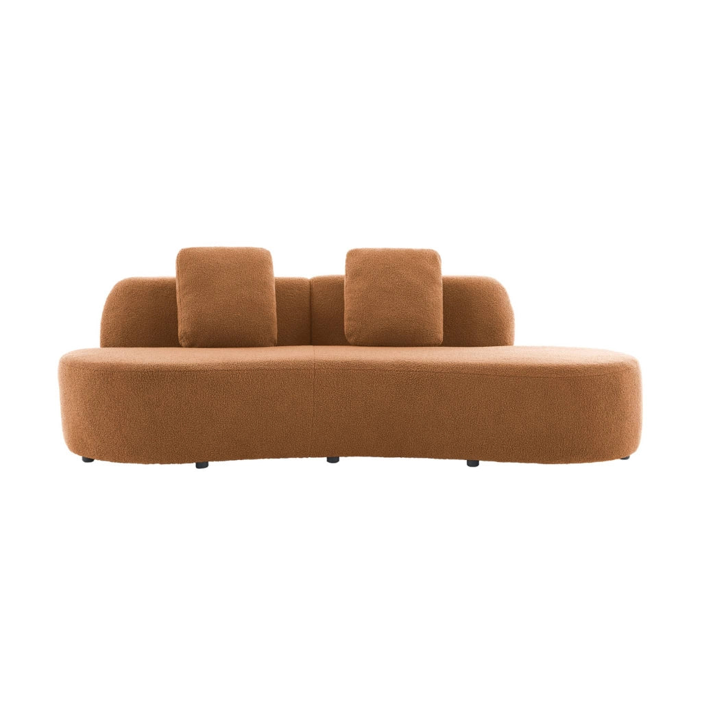 Divano virgola organico in bouclé, 3 posti, camel