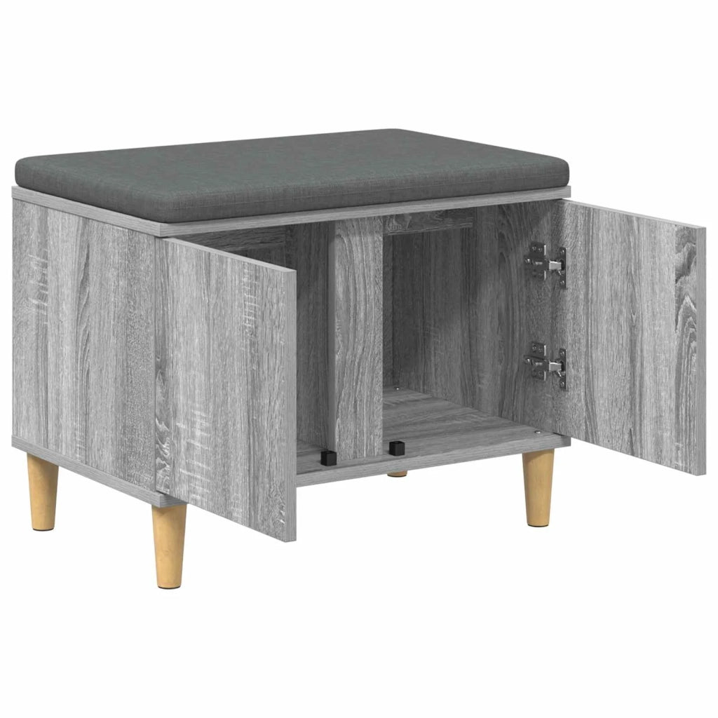 Panca per ingresso con cuscino Sonoma grigia 60 x 38 x 46 cm
