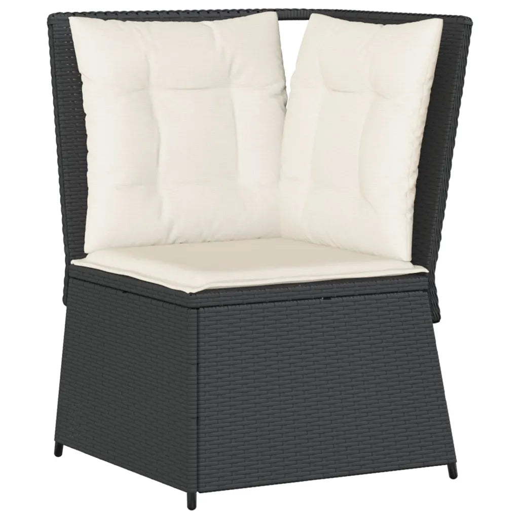 vidaXL Set Divani da Giardino 5 pz con Cuscini Nero in Polyrattan