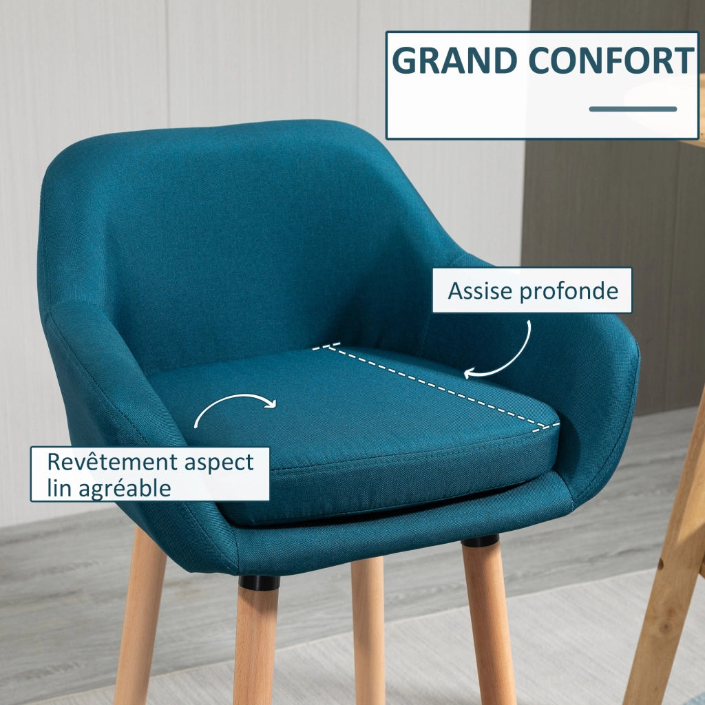 Sgabelli da Bar Design Scandinavo con Braccioli e Poggiapiedi ¨C zephmum ¨C Legno Massello, Blu, 2 Pezzi