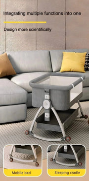 Letto per Bambini con Ruote - Wieg - Baby - Rosso - Grigio - Giallo Grigio - Regolabile in Altezza - 92cm x 50cm x 83cm