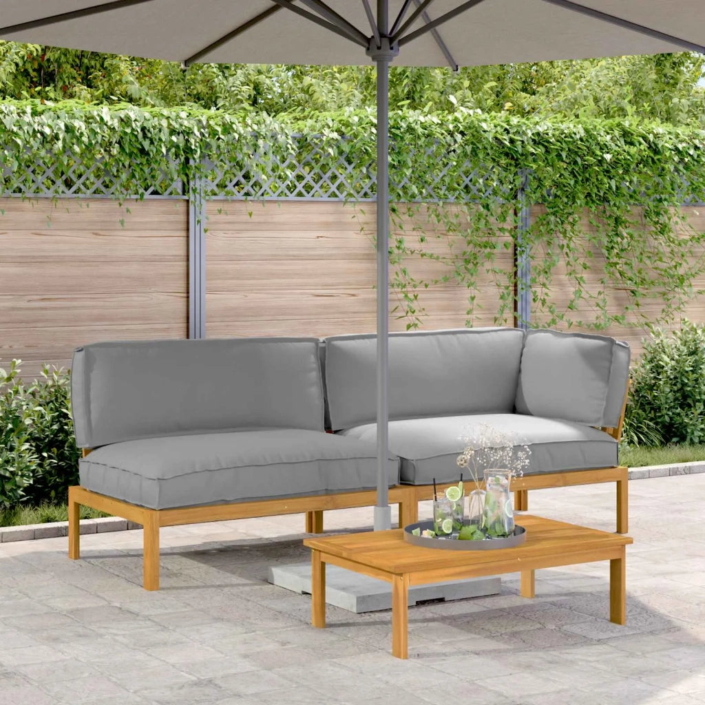 Set di divani con cuscino 3 pcs Crema Legno di Acacia Massello 3418475