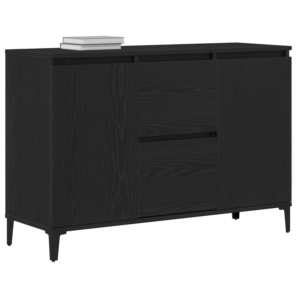 Credenza Nera in Rovere 104x35x70 cm in Legno Ingegnerizzato
