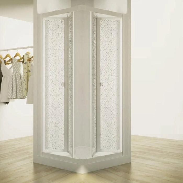 Box doccia due lati apertura totale a libro, bianco e acrilico h.185cm Fleplas 75x75   cm