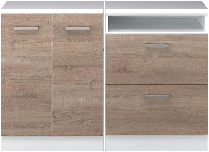 Set di mobili sottotetto Rion, Sonoma, 120 cm Set di 2 carcasse armadio profondità 60 cm, adatto per il salvaspazio sotto tetti spioventi