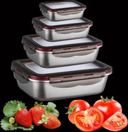 Dose da pane, contenitore per pane e cibi, bento box, portata da 5 contenitori + 6 coperchi, impermeabile, controllo porzioni
