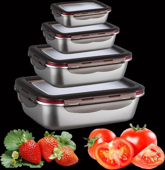 Dose da pane, contenitore per pane e cibi, bento box, portata da 5 contenitori + 6 coperchi, impermeabile, controllo porzioni