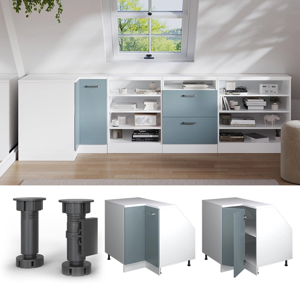 Mobile sottotetto Mobile angolare Rion Grigio-blu/Bianco 75.6 x 83.8 cm con 1 porta, carcassa dell’armadio profondità 60 cm Vicco