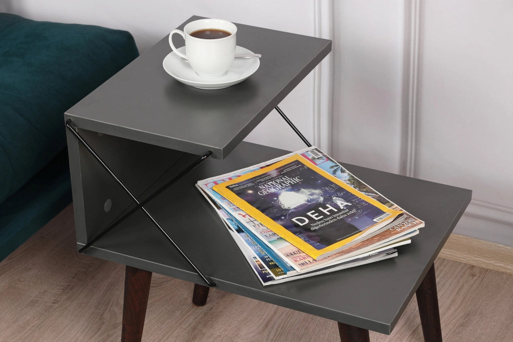 Comodino in legno "Cross" 50 x 40 x 55 cm - Antracite