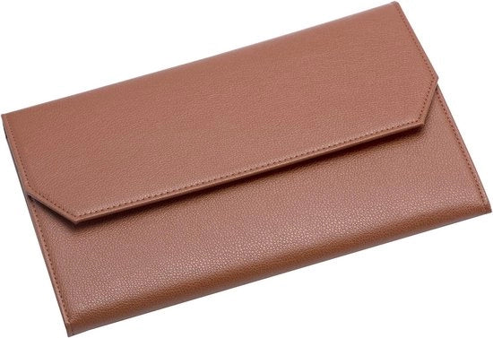 Etui per Pennarelli in Pelle Finta e Tessuto Impermeabile con 12 Scomparti, Marrone