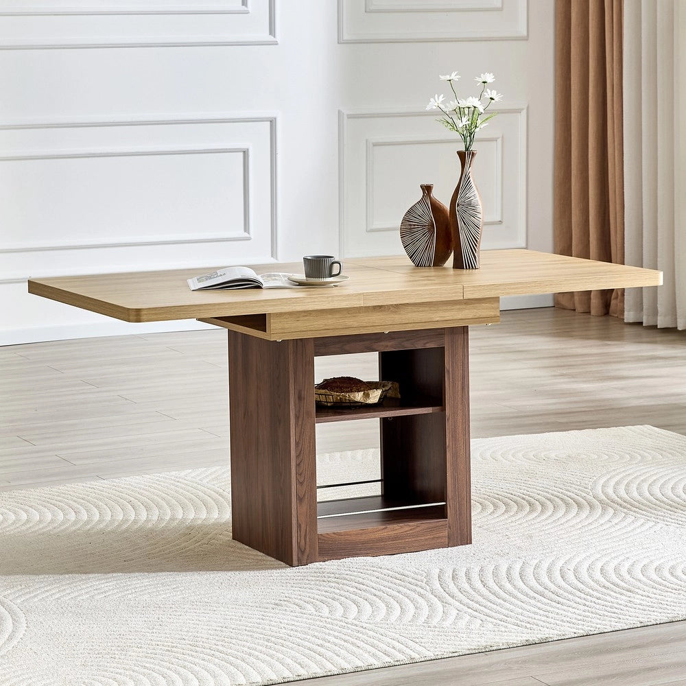 Tavolo da Pranzo Allungabile con Vani ¨C MINIMAL ¨C Effetto Noce, MDF, 130/160 cm, 4-8 Persone