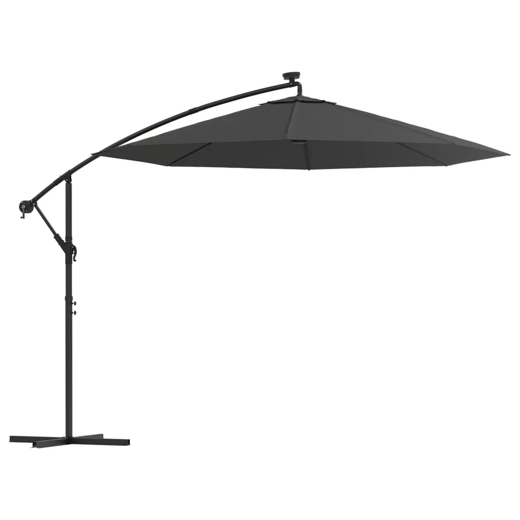 Ombrellone da giardino con illuminazione a LED a sbalzo e palo in acciaio da 300 cm antracite 02_0008641