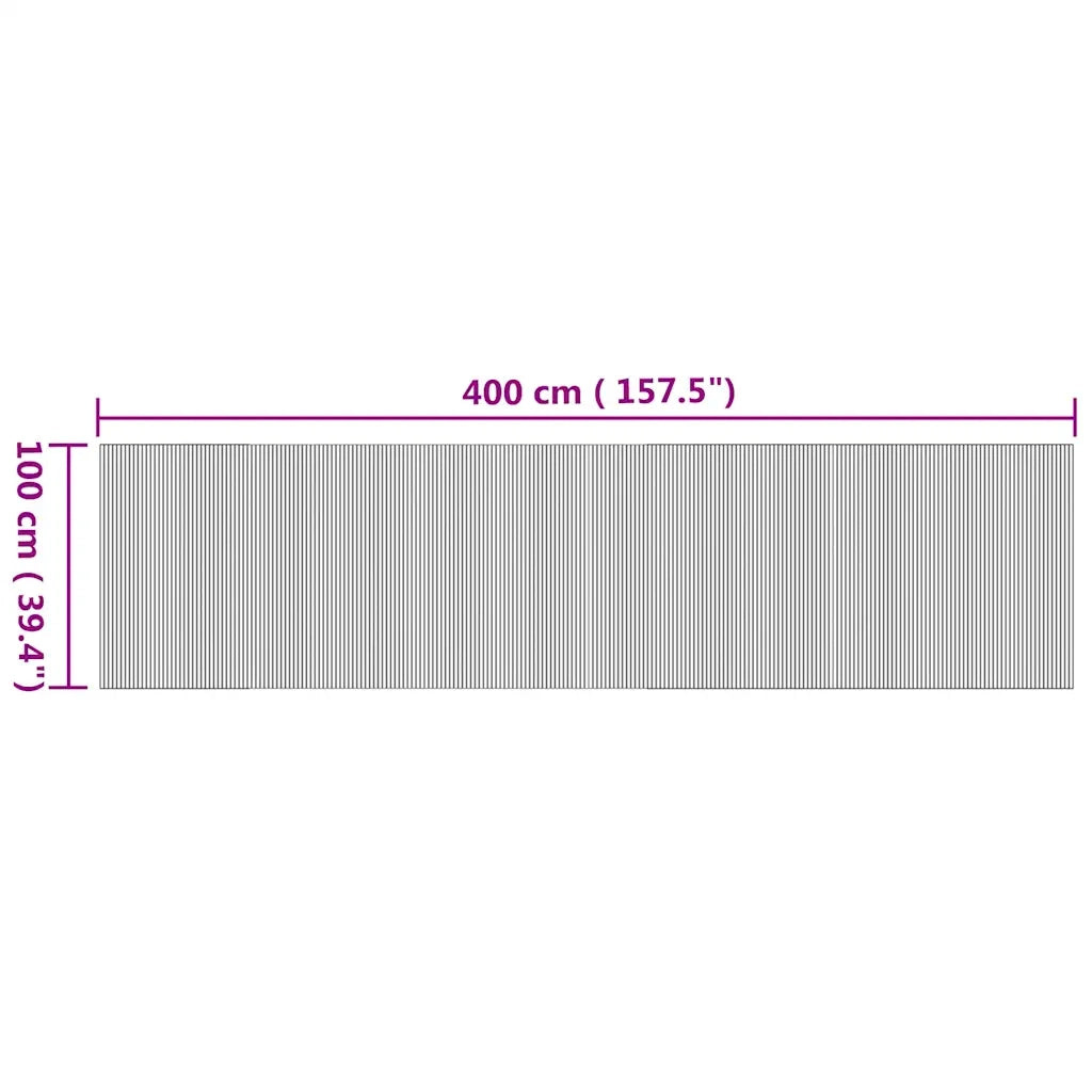 Tappeto Rettangolare Naturale 100x400 cm in Bambù 376817