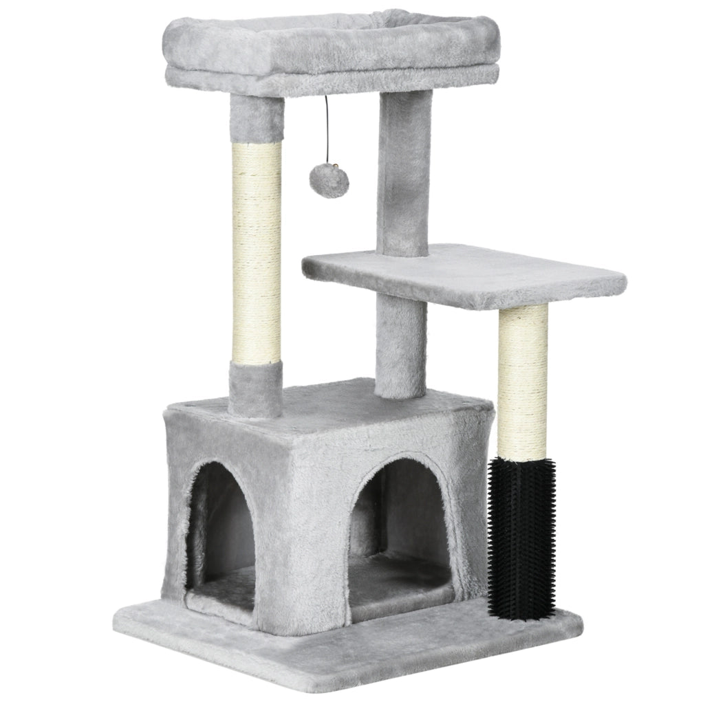 TIRAGRAFFI Multilivello 48x48x85 cm Grigio Chiaro con cuccia e pallina