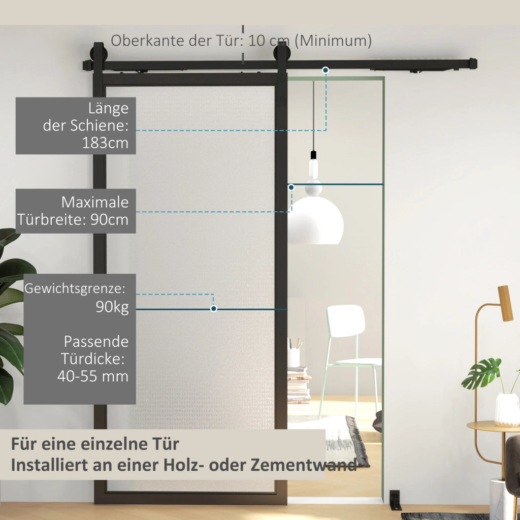 Kit Porte Scorrevoli ¨C zephmum ¨C Nero, Acciaio, 183cm