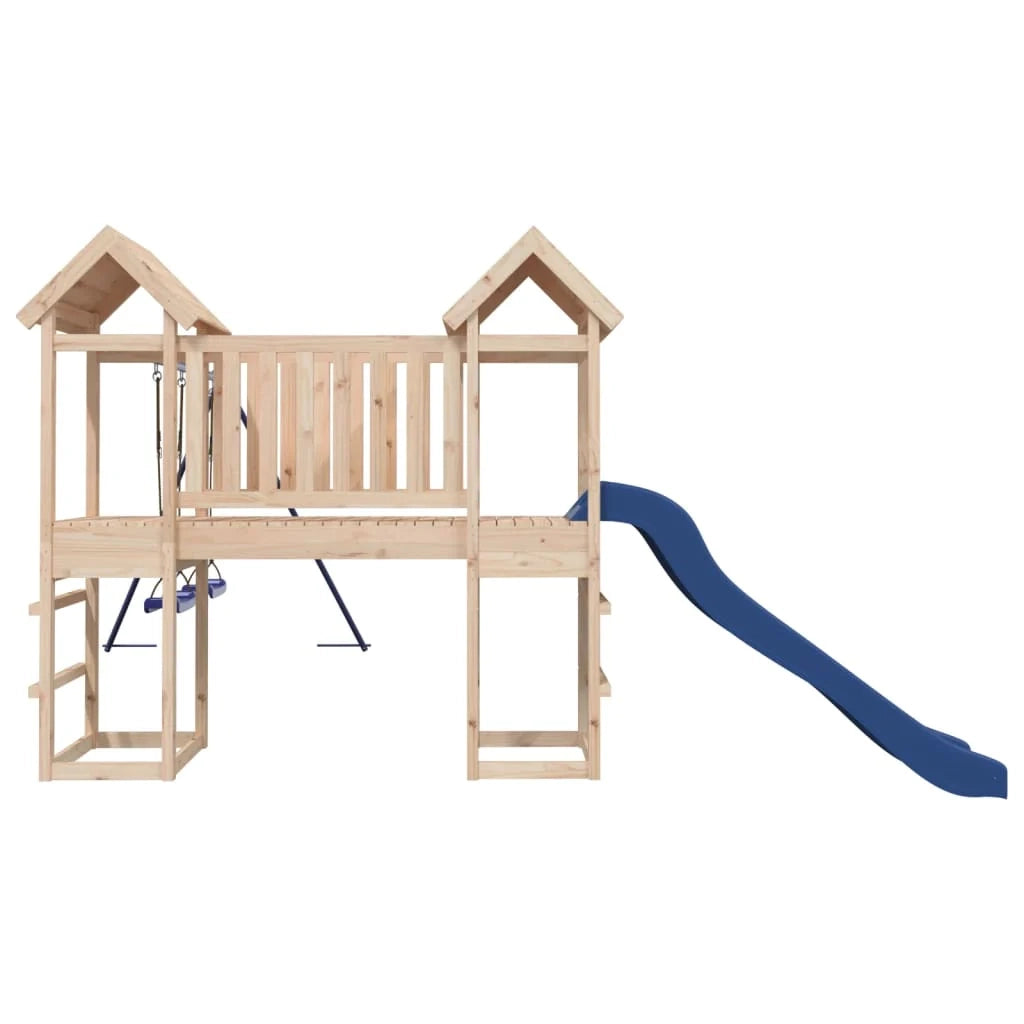 Altalene per parco giochi all'aperto scivolo altalene robuste giochi da giardino 308 x 393 x 194 cm legno di pino massiccio 02_0004982