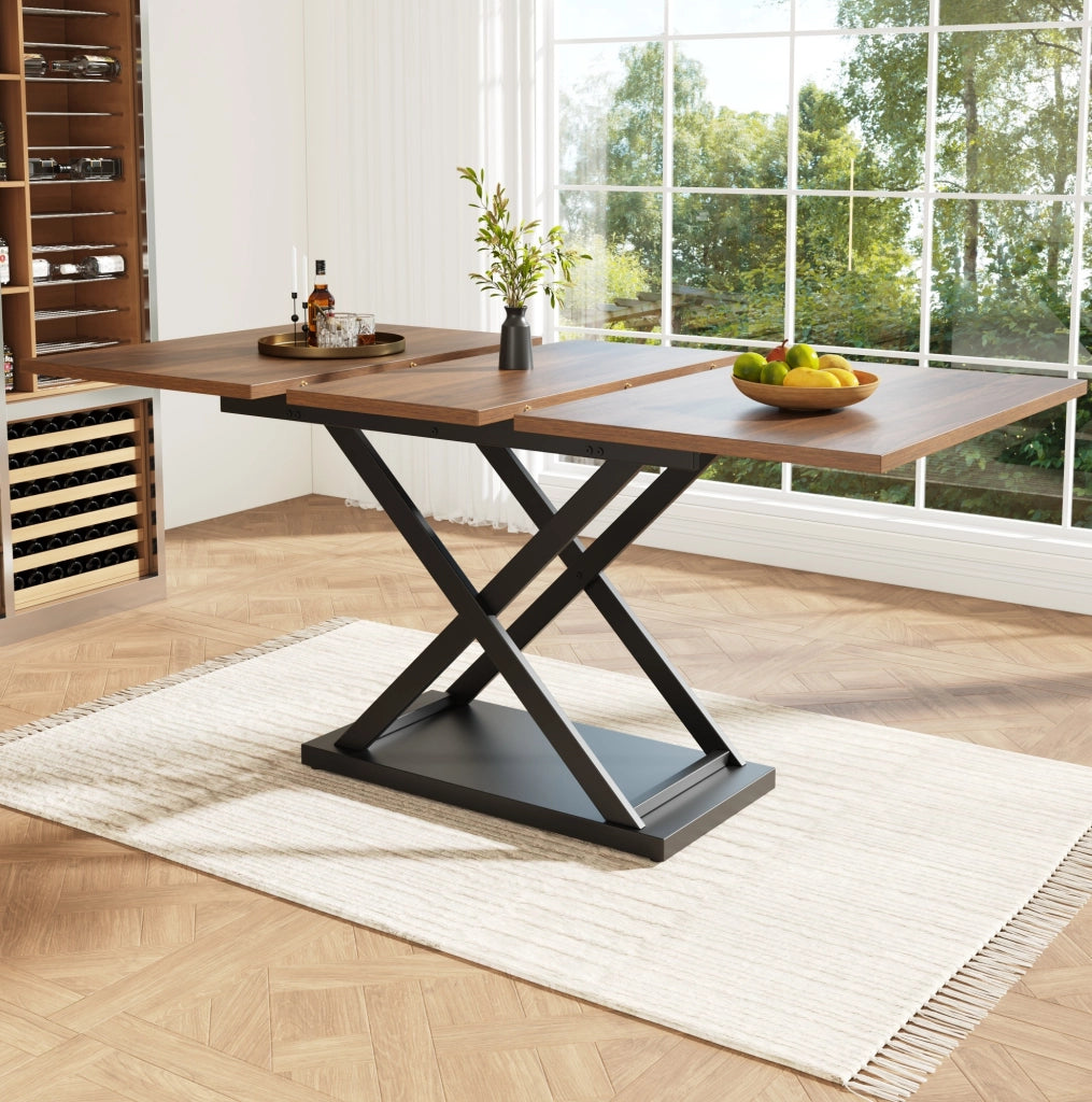 Tavolo da pranzo allungabile 120-160x80 cm noce e nero