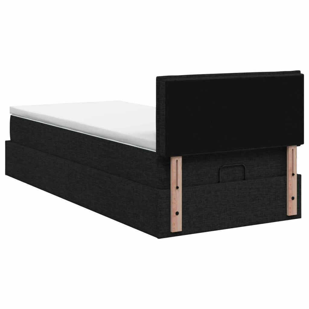 Letto ottomano con materasso Nero 90 x 190 cm Tessuto 3456373