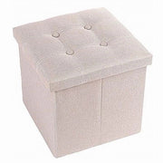 Trade Shop - Pouff Puff Pouf Contenitore Imbottito Portaoggetti Seduta Beige 38x38x35cm 79423 -