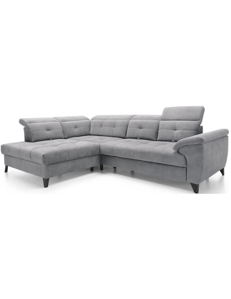 Divano ad angolo Grigio 5 posti angolo sinistro seduta alta 48cm INFERNO