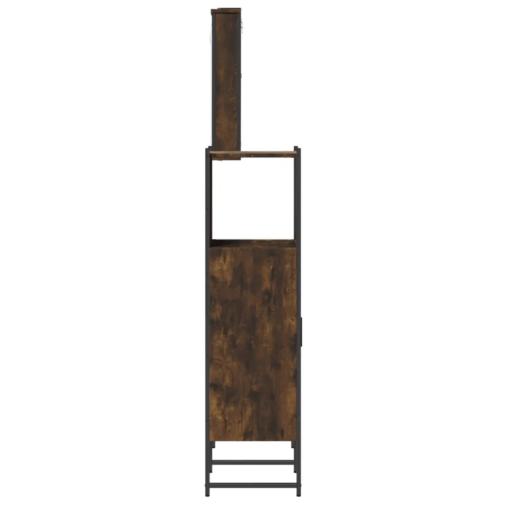 Set Mobili da Bagno | Armadio da bagno 3 pz Rovere Fumo in Legno Multistrato