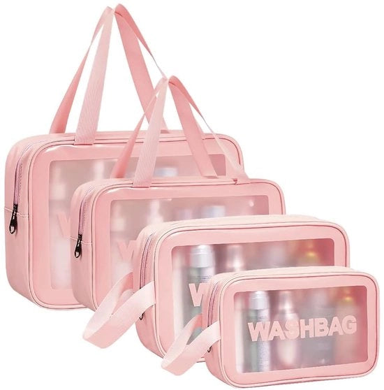 Tas di bagno trasparente, organizzatore di bagno impermeabile, cosmetico con chiusura a zip e grande capacità per uomo e donna