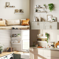 Set 2 Mensole da Parete 80x16,5x20 cm in Legno Bianco e color Legno