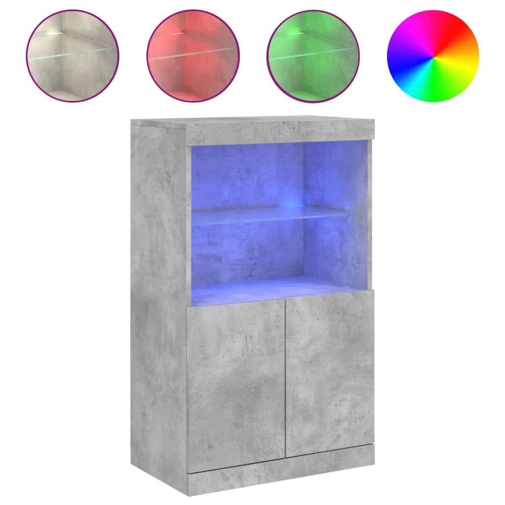 Credenza con Luci LED Grigio Cemento 60,5x37x100 cm 836668
