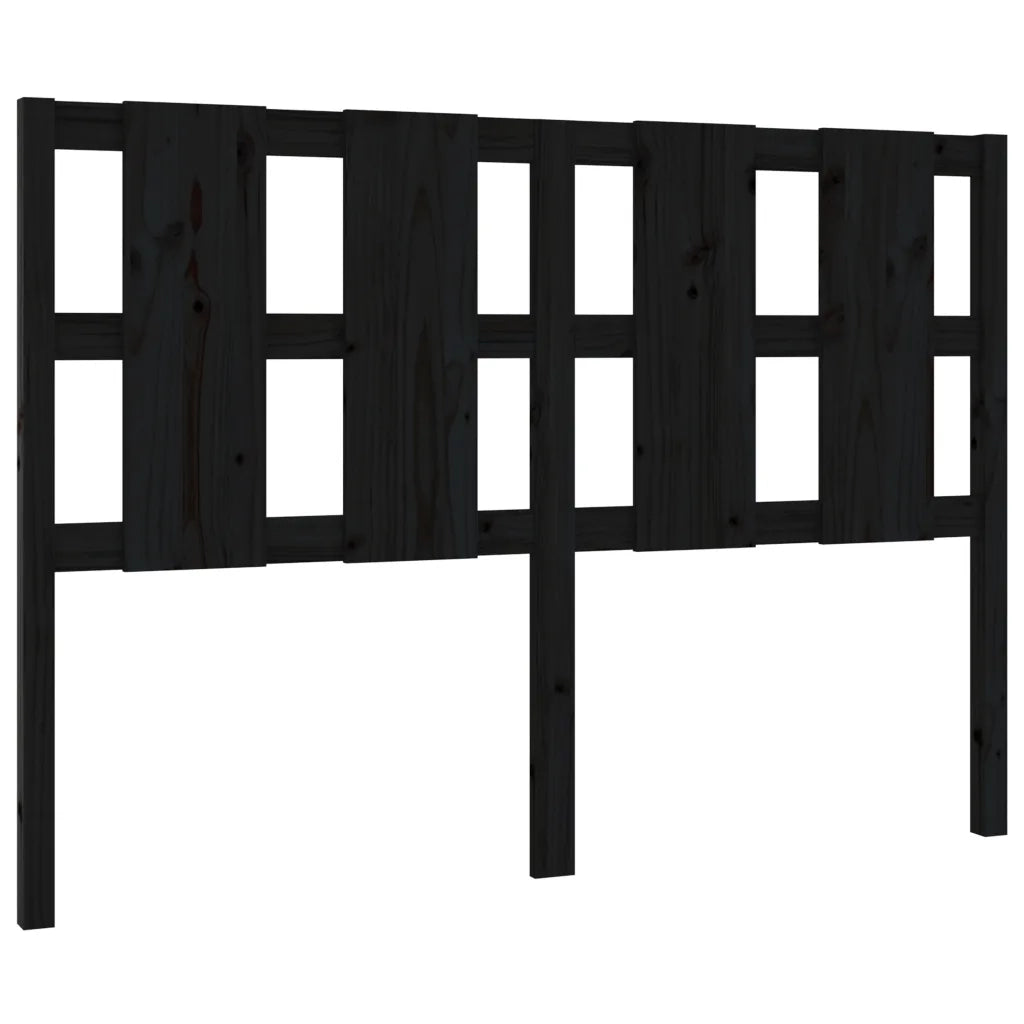 Testiera per Letto Nera 145,5x4x100cm in Legno Massello di Pino