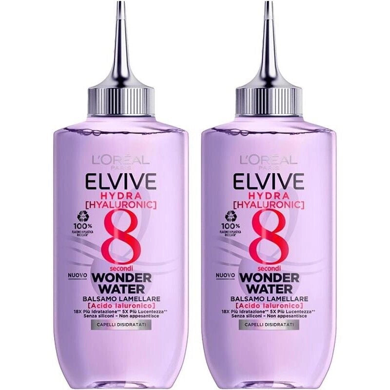 L'ORÉAL PARIS BALSAMO 2 CONFEZIONI LAMELLARE WONDER WATER HYDRA HYALURONIC PER DARE LUCENTEZZA A CAPELLI DISIDRATATI 200 ML