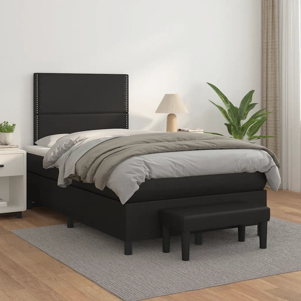 Giroletto a Molle con Materasso Nero 120x190 cm in Similpellecod mxl 91582