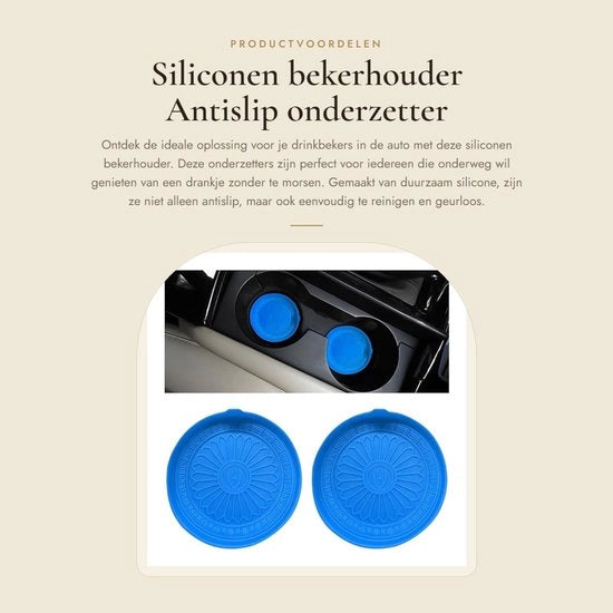 Supporto per bicchiere antiscivolo - Onderzetters per auto - Drink holder universale - 2 pezzi - Silicone duraturo - 7cm - Onderzetter