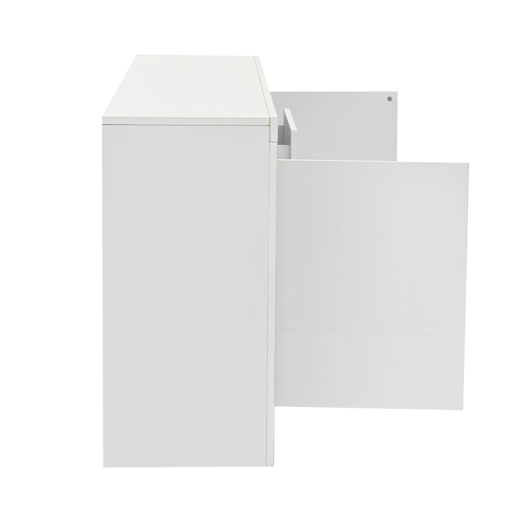 Credenza 140x35x72 cm con 3 cassetti; 2 ante e LED in truciolare bianco