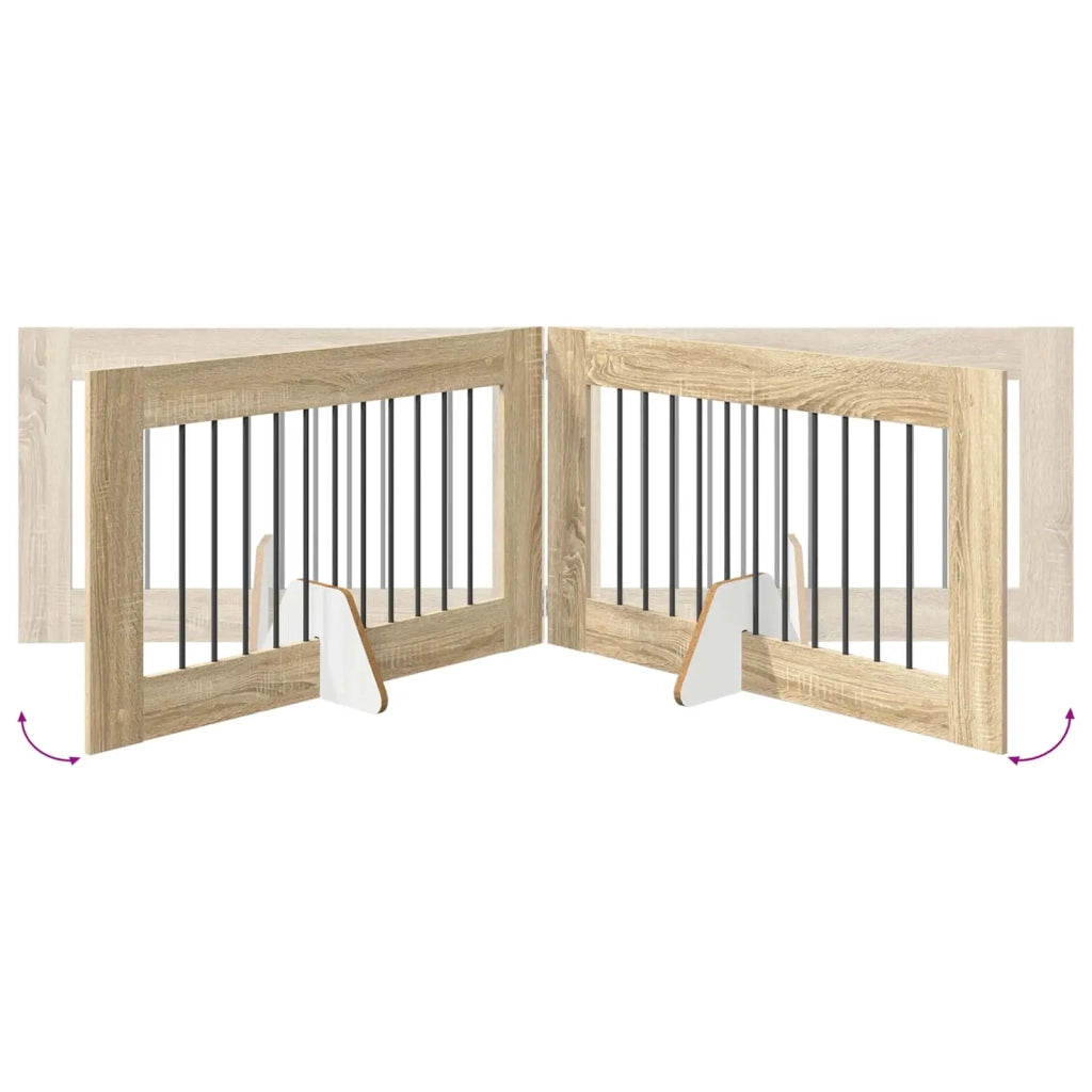 Cancello per cani pieghevole con supporti 6 pz Rovere Sonoma 892122