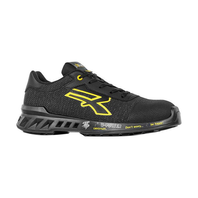 U-power FRANK S ESD Red Leve Scarpe Antinfortunistiche Basse S1P SRC ESD Puntale Alluminio Suola PU Ultraleggera colore Nero Giallo