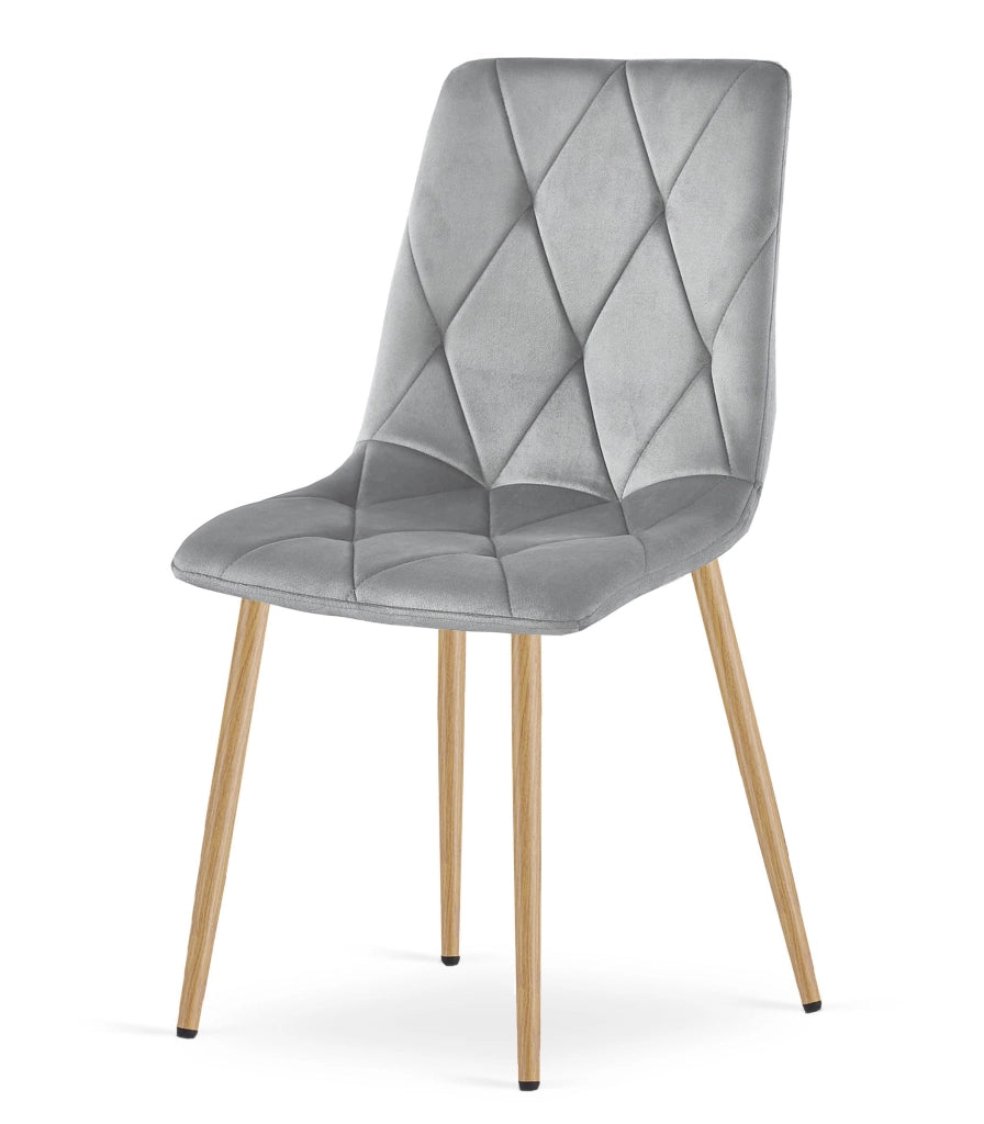VALORA TYRA Velvet Chair - Elegante grigio chiaro per soggiorno x 4